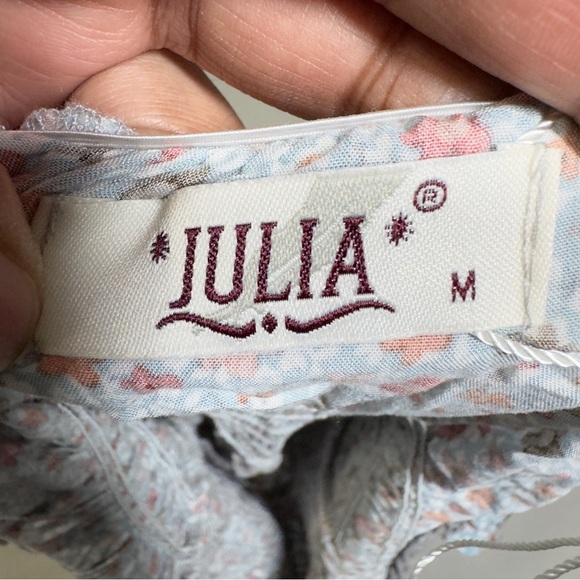 Blue Floral Off the Shoulder Mini Dress - Picture 5 of 5